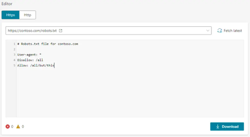 Bing robots.txt testing tool