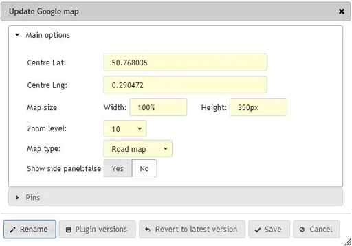 Google Map Plugin Settings