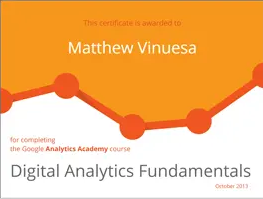Digital Analytics Certificate