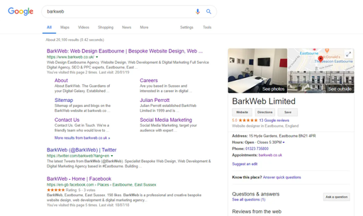 Screenshot of barkweb search results