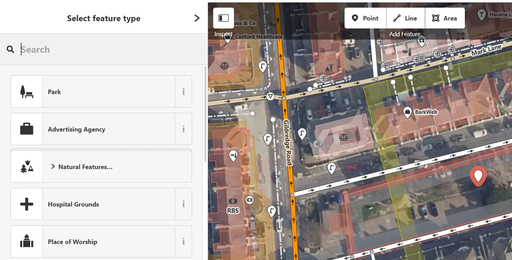Choose your Open Street Map feature type