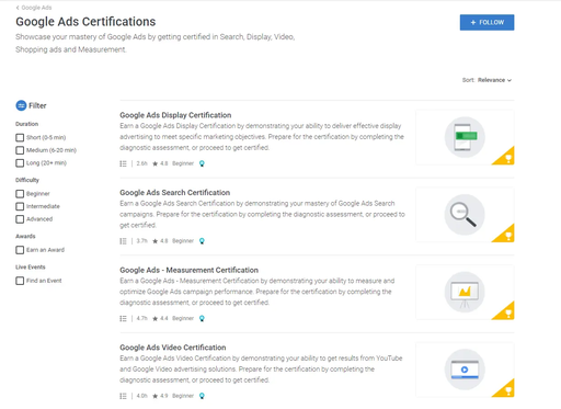 Google Ads Certifications