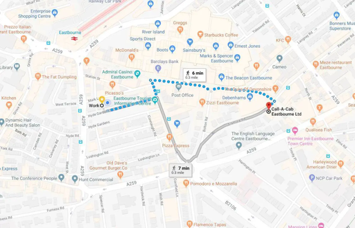 Screenshot of directions to a search result Screenshot of directions to a search result